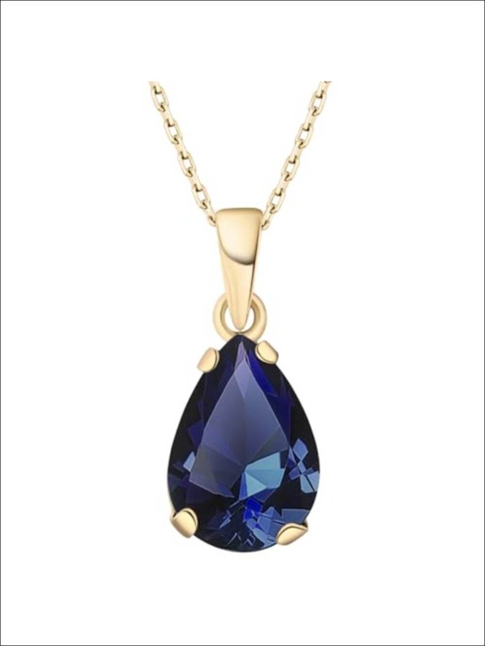 14k Gold Plated Silver Simulated Sapphire Pendant Necklace Women